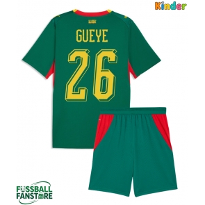 Senegal Pape Gueye #26 Replik Auswärtstrikot Kinder WM 2026 Kurzarm (+ Kurze Hosen)